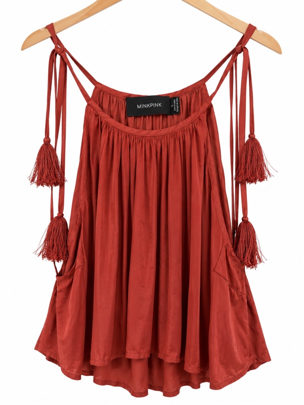 MINKPINK Rust Tassel Tie-Shoulder Swing Camisole - Picture 3 of 3